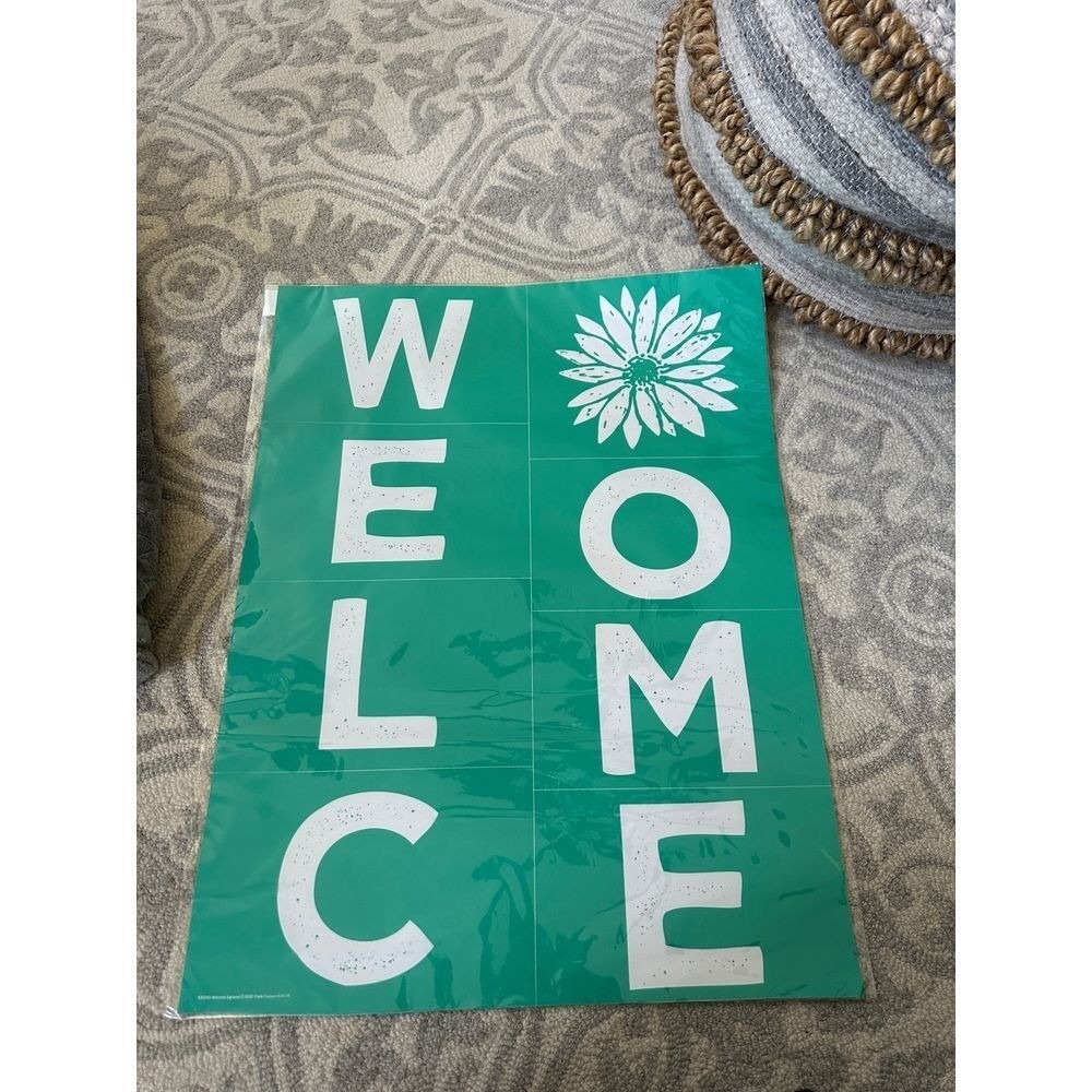 Chalk Couture Welcome Sunflower Transfer Reusable Silk Screen Stencil 12x18